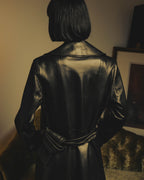 -SPECIAL- "BOTTEGA VENETA" 80's-00's Belted leather coat