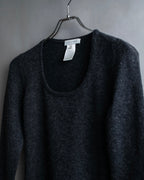 "CELINE" Beautiful U-neck design cashmere knit pullover