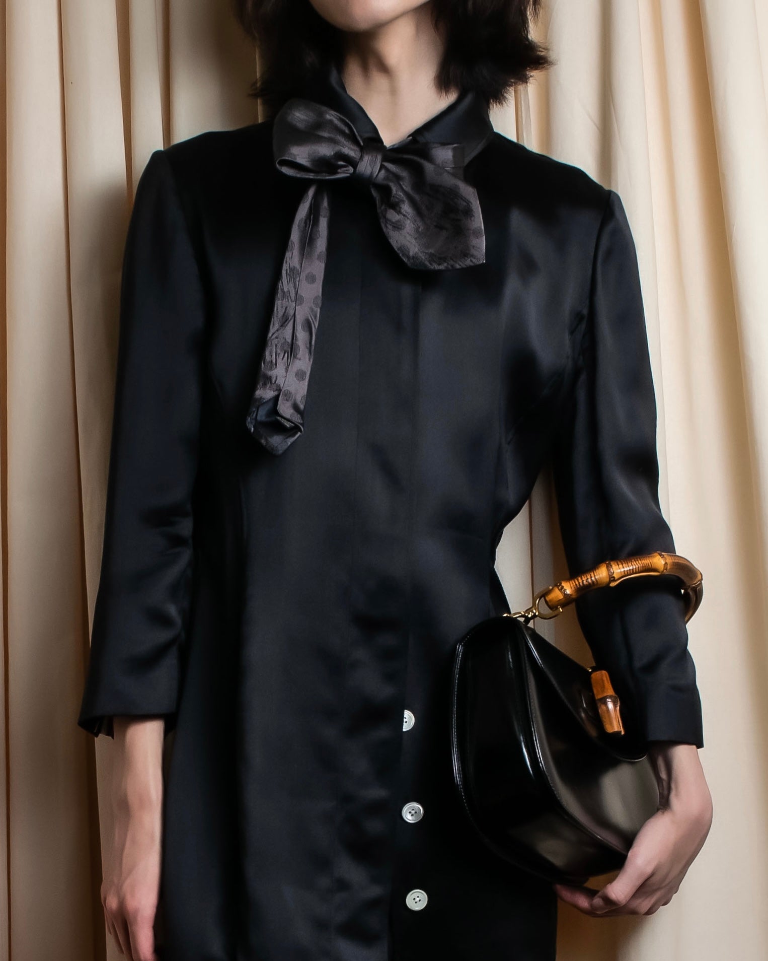 "THOM BROWNE" Shiny long hidden button shirt