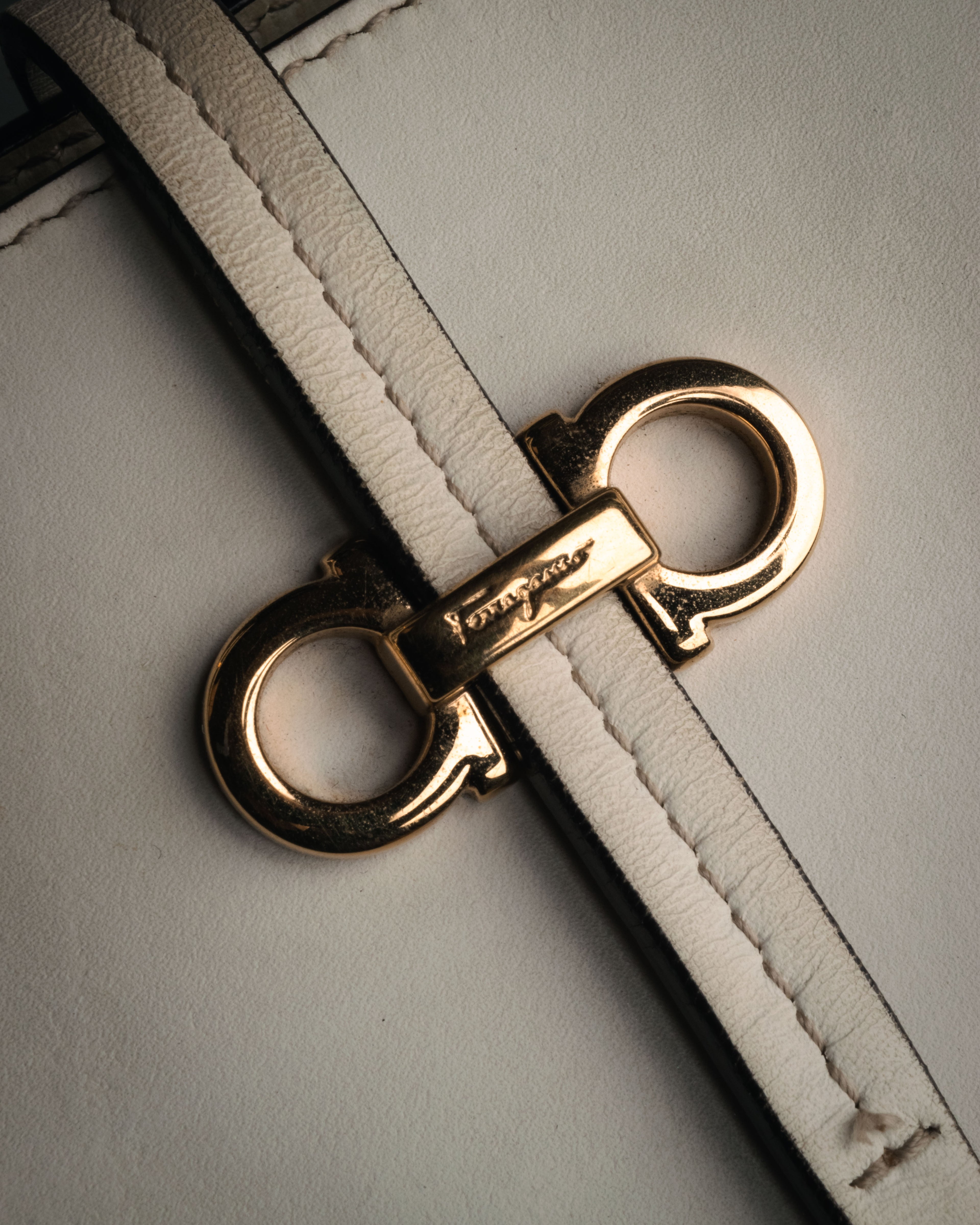 “Salvatore Ferragamo” 2010’s canvas and leather gancini tote bag