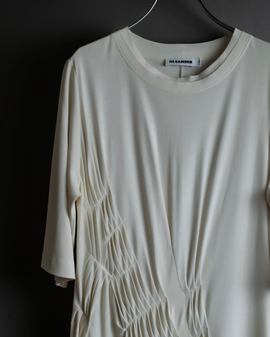 "JIL SANDER" Asymmetrical tuck gather detail long dress