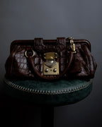 "MIU MIU" Antique design crocodile embossed leather 2way bag