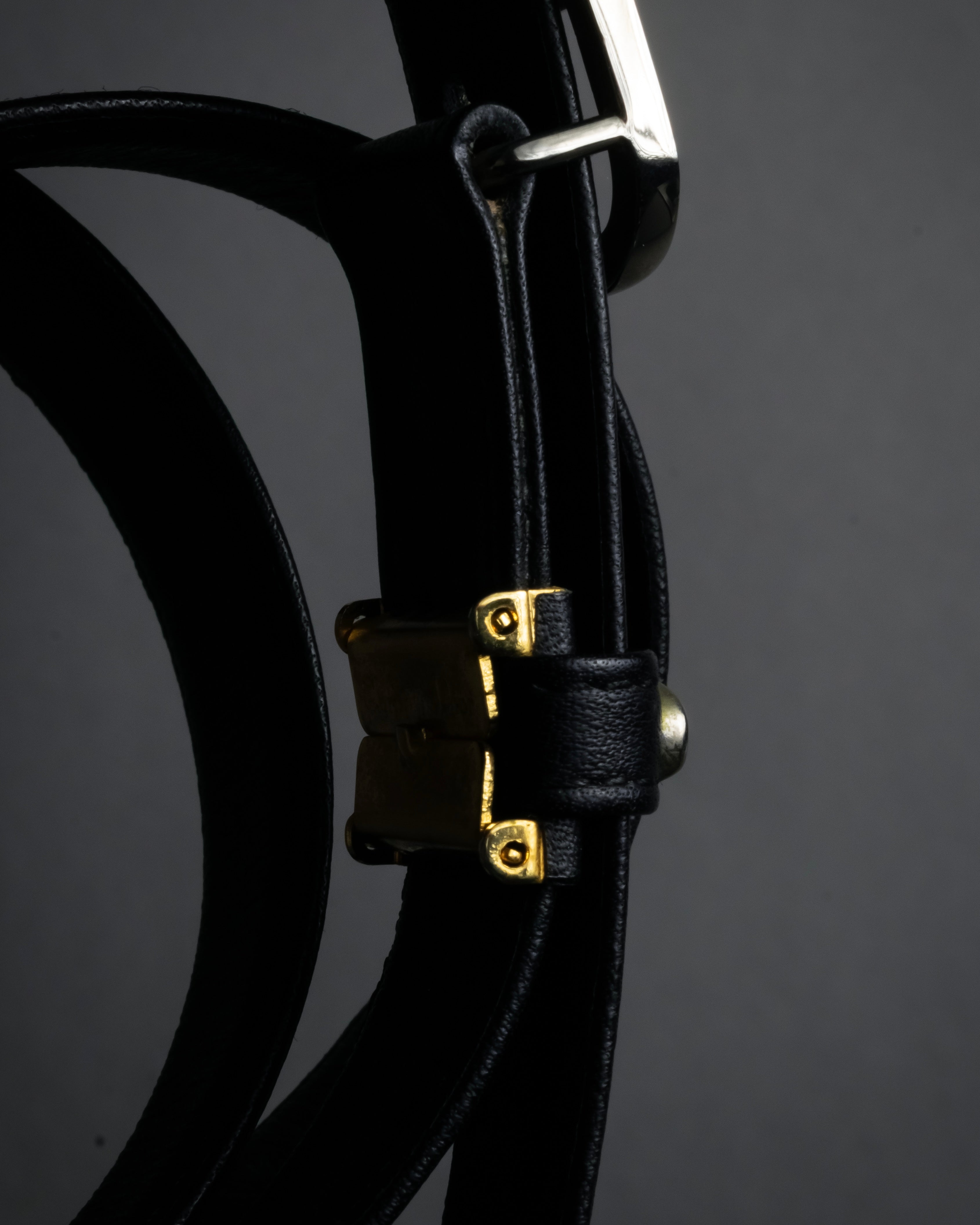 "Christian Dior" Logo buckle slim leather belt