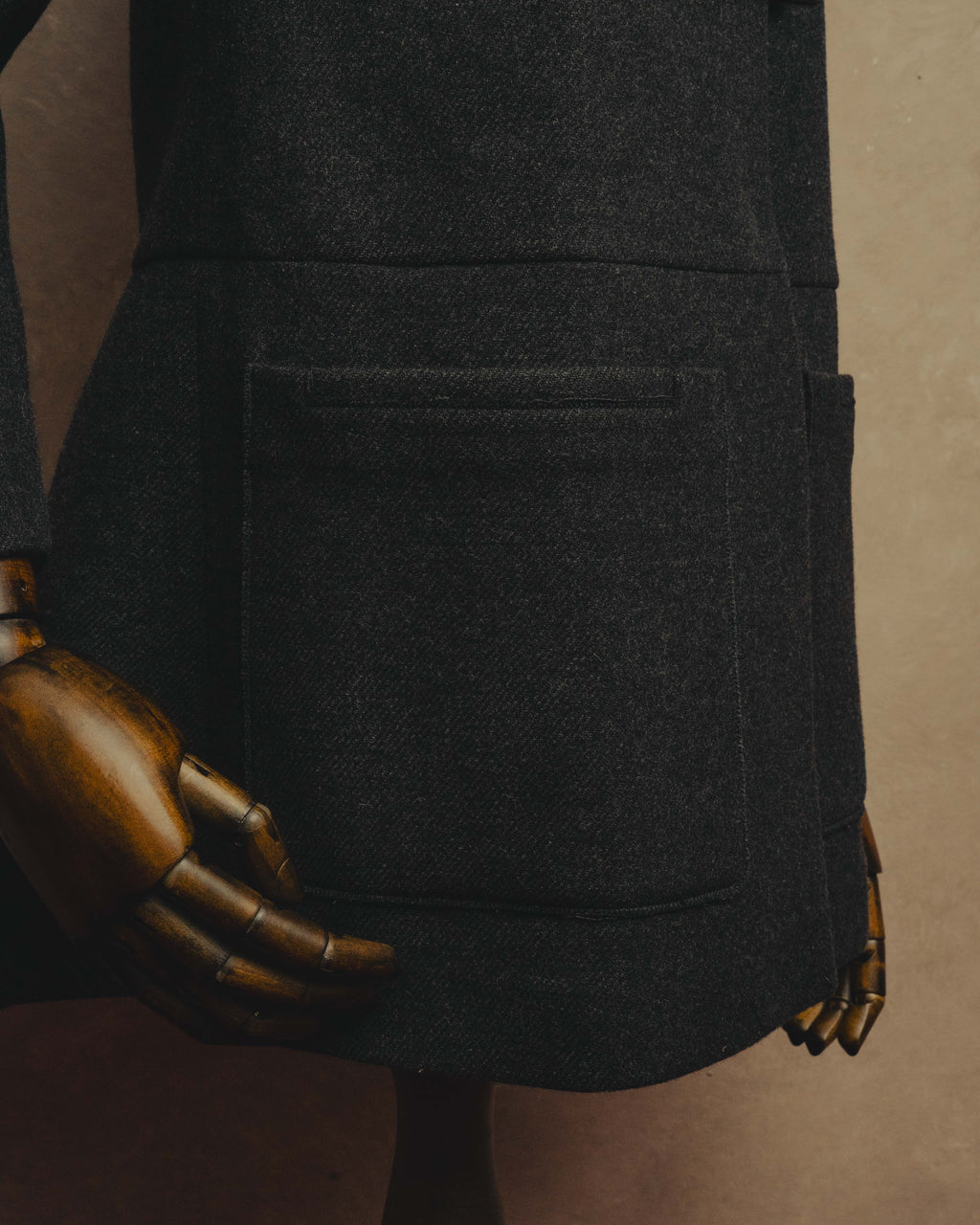 “miu miu” 00’s-10’s Wool angora leather buckle coat