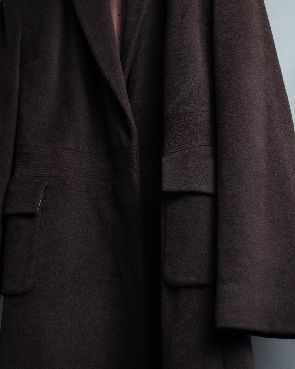 "VALENTINO" Shaped silhouette mocha brown chester coat