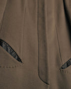 -SPECIAL- "FENDI" 90's-00's Cashmere blend long coat with leather contrast