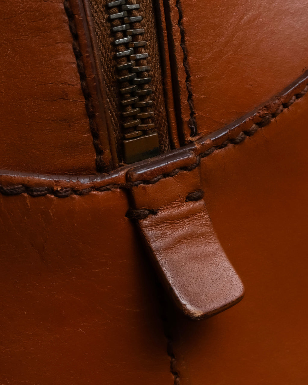 "PRADA" Belt flap detail rounded boston leather bag
