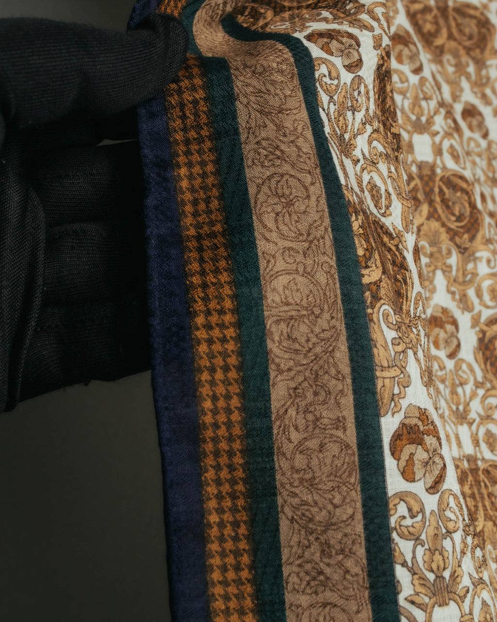 "Christian Dior" 80's-90's Baroque ornament print cotton scarf