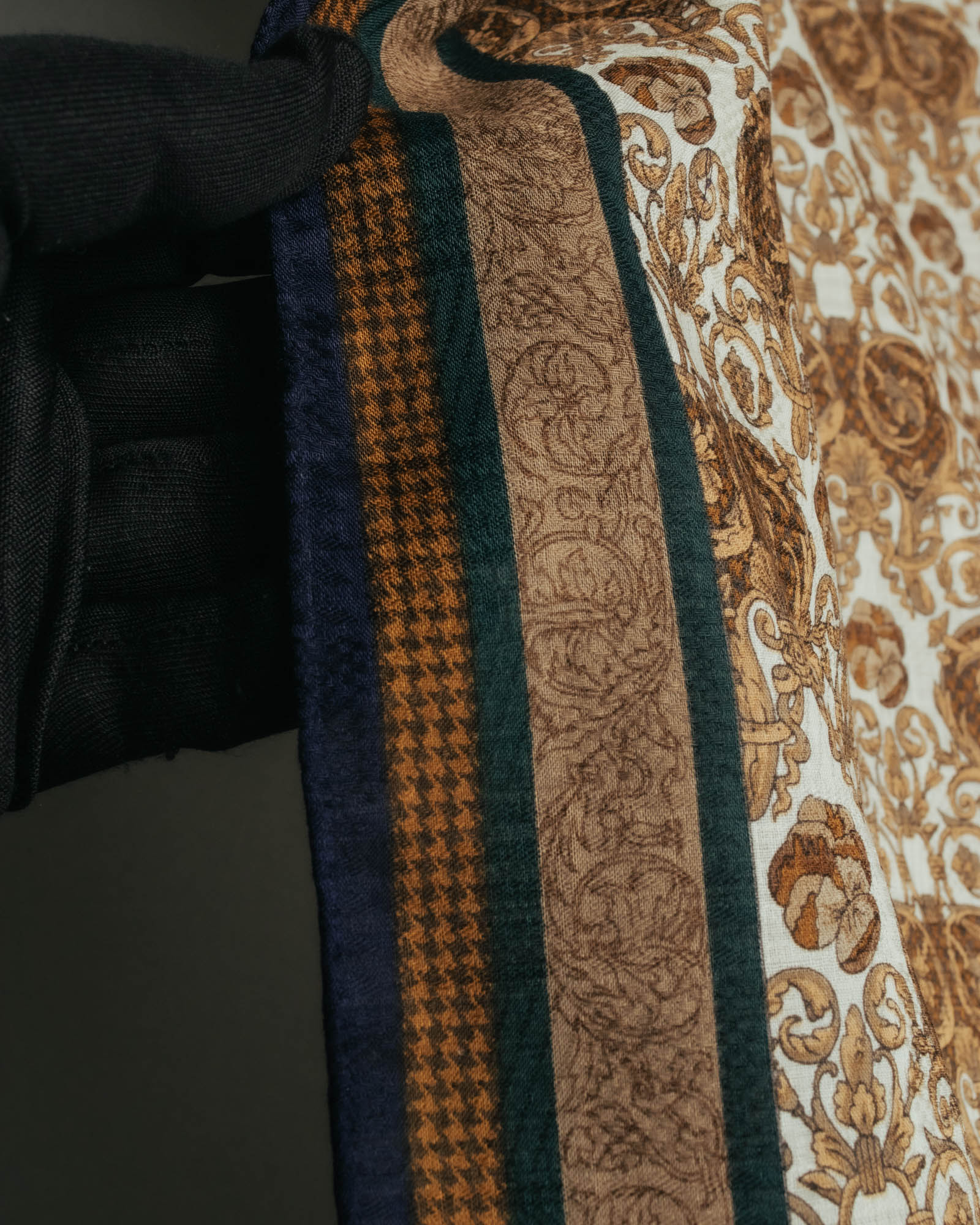 "Christian Dior" 80's-90's Baroque ornament print cotton scarf