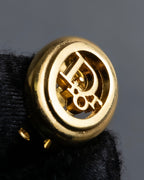 "Christian Dior" Logo cutout design gold earrings