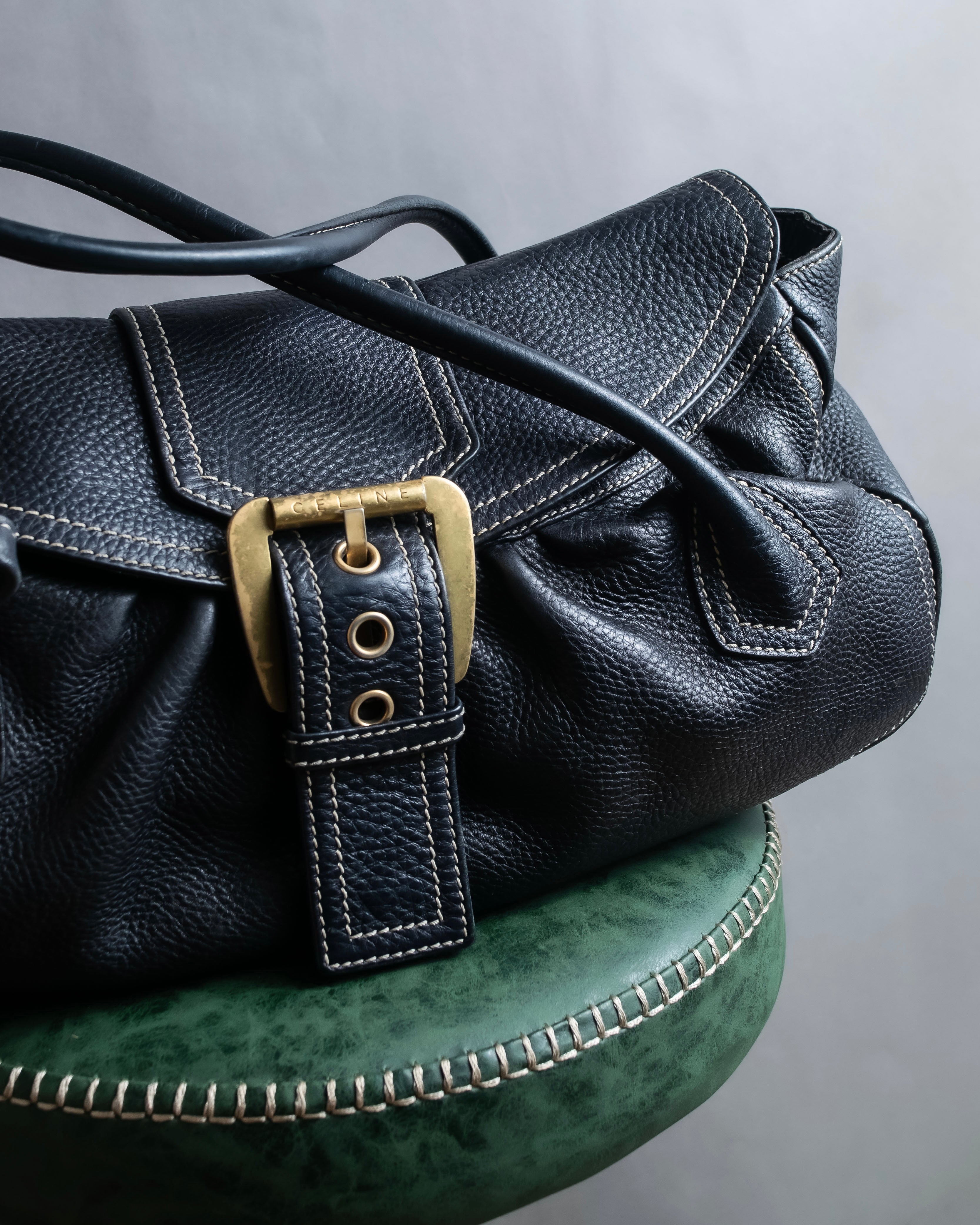 "CELINE" Gold buckle design large shoe bag shoulder bag