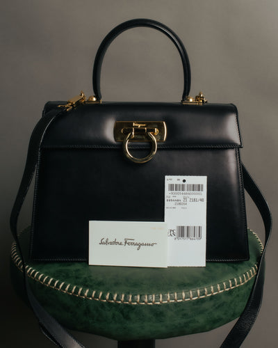 “Salvatore Ferragamo” 90’s-00’s Gancini top handle box calf bag