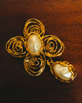 "Yves Saint Laurent" 80's-90's Baroque faux pearl brooch