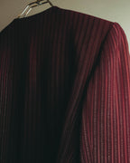 -SPECIAL- “Yves Saint Laurent“ 80's-90's Swiss fabric lurex stripe collarless long jacket