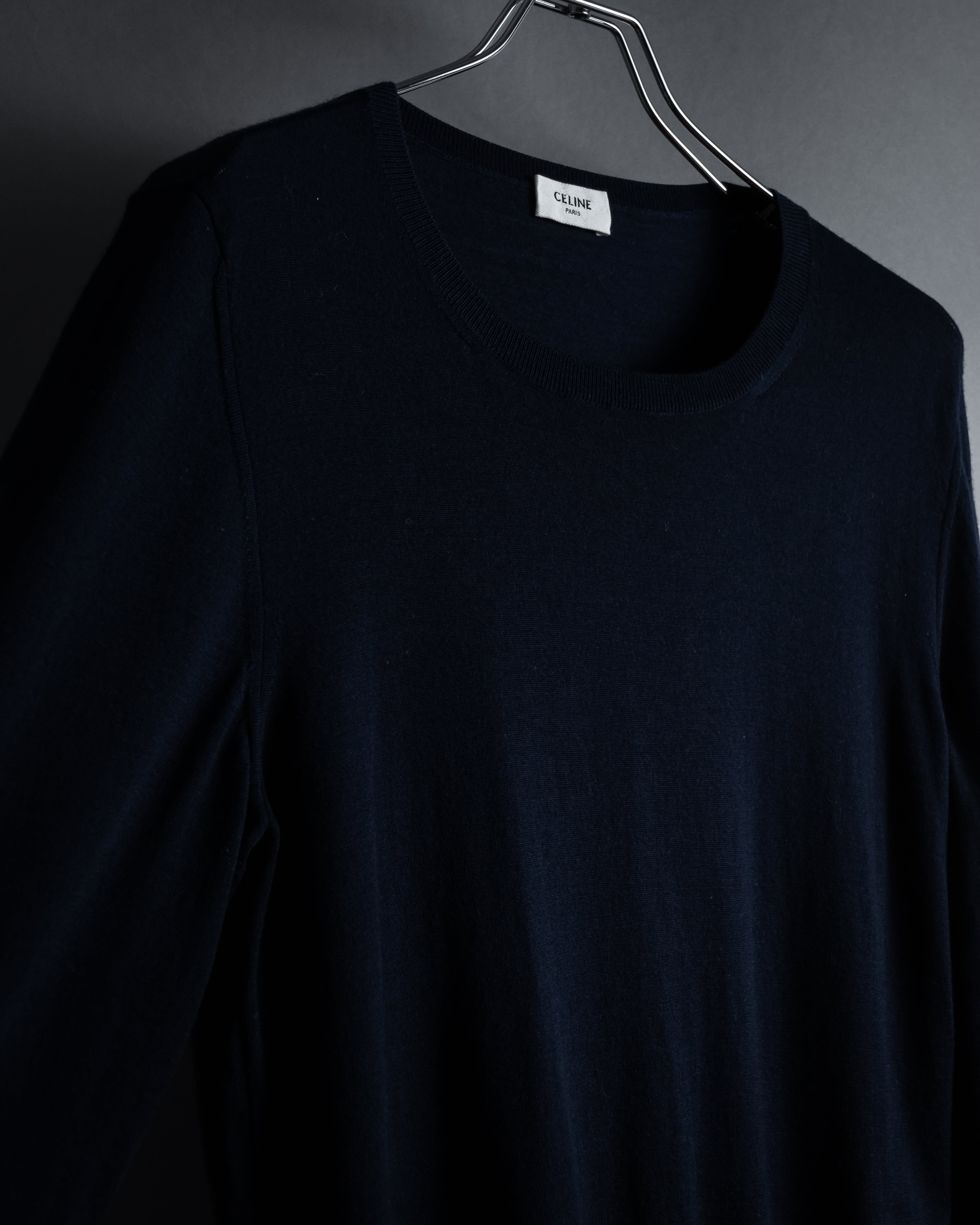 "CELINE" Hedi Slimane design compact silhouette wool knit