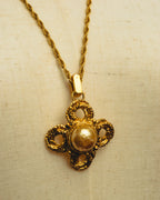 -SPECIAL- "YVES SAINT LAURENT" 80's-90's Baroque pearl textured gold pendant necklace