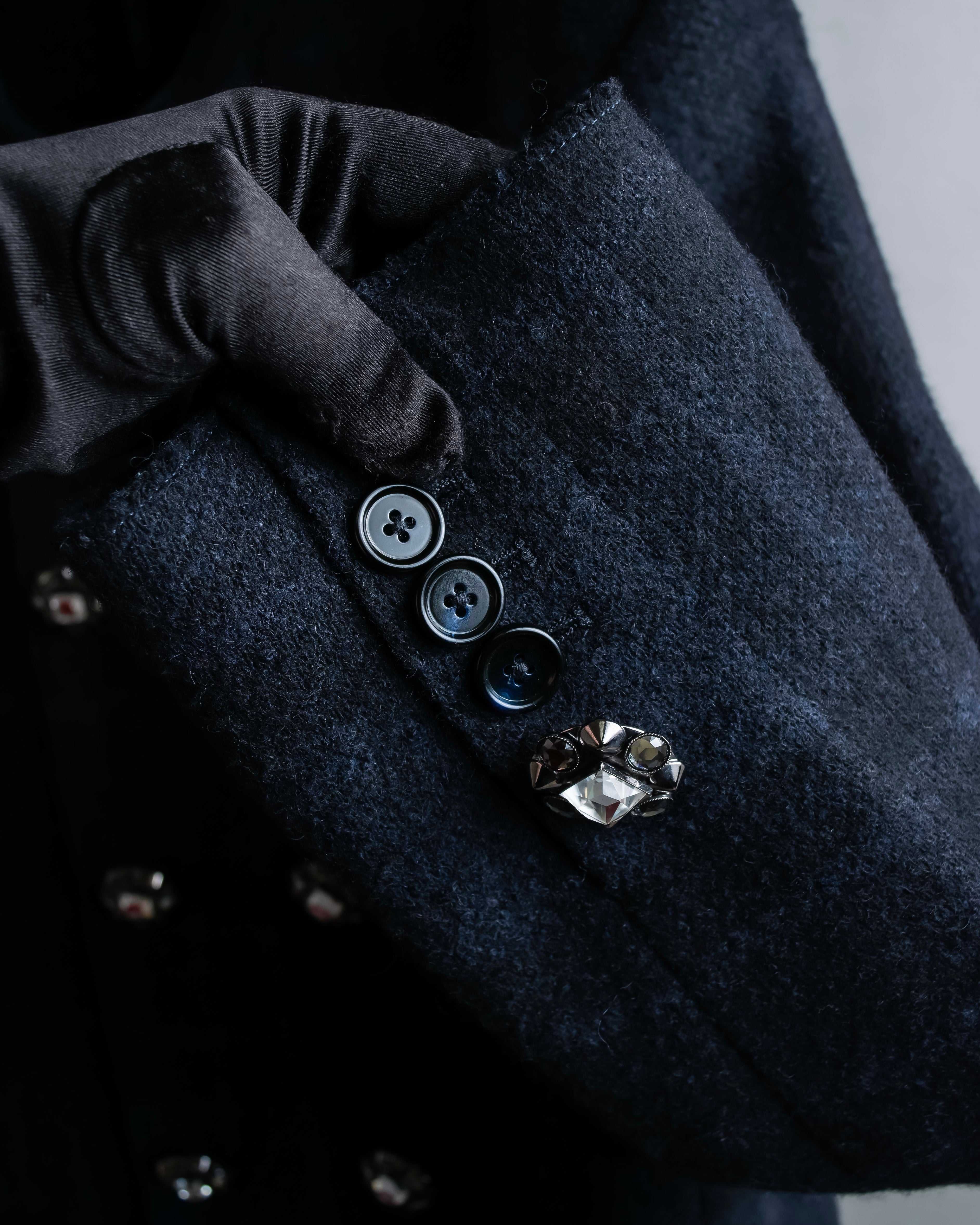 "DOLCE & GABBANA" Double-breasted bejeweled button check pattern jacket