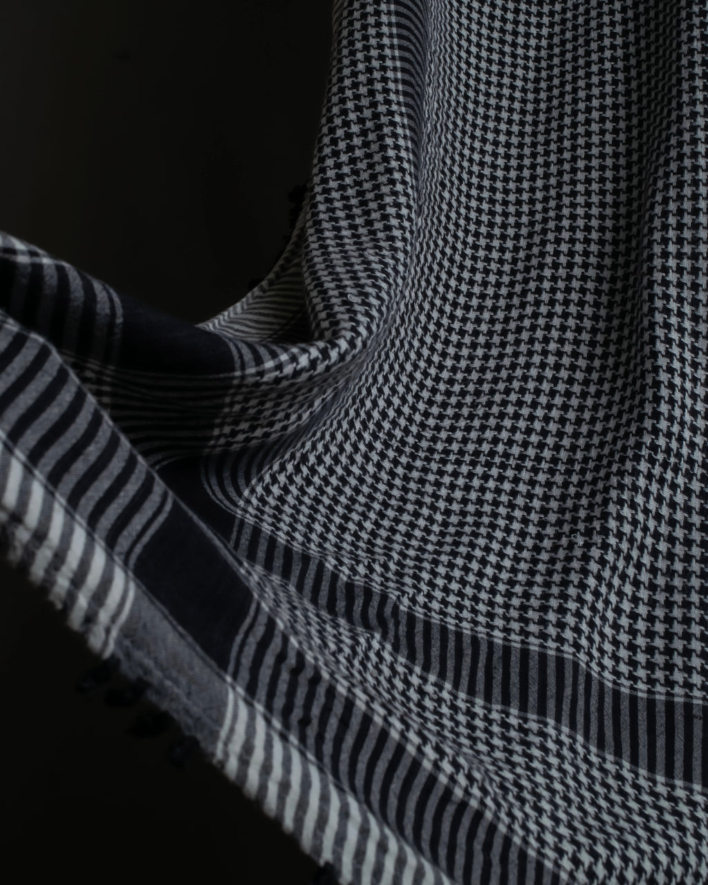 "Vintage houndstooth combination pattern large stole"