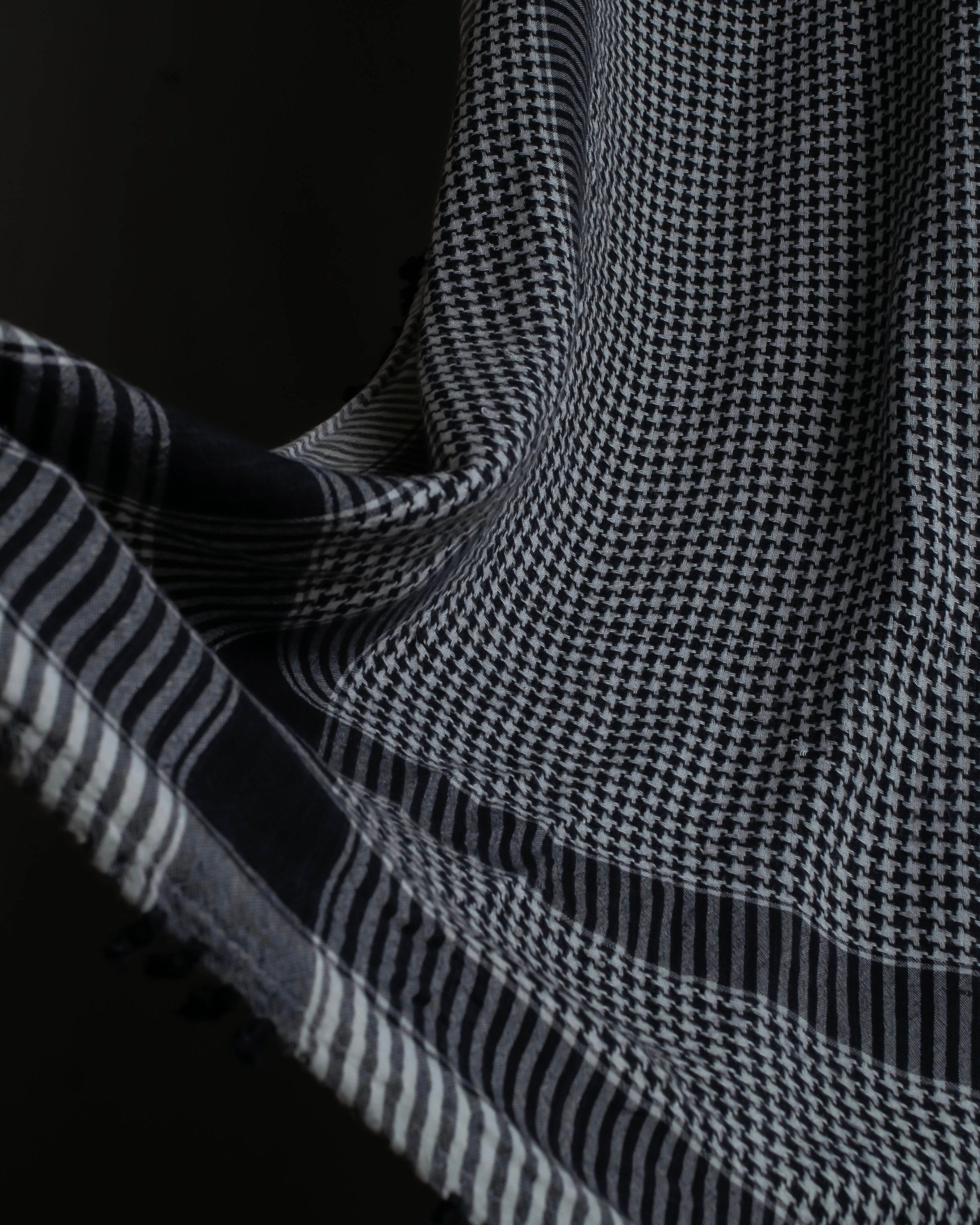 "Vintage houndstooth combination pattern large stole"