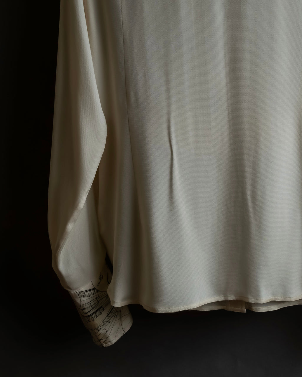 "HERMES" 90's Musical score motif front pleated shirt