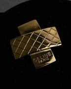 "CELINE" Quilted plate design gold brooch
