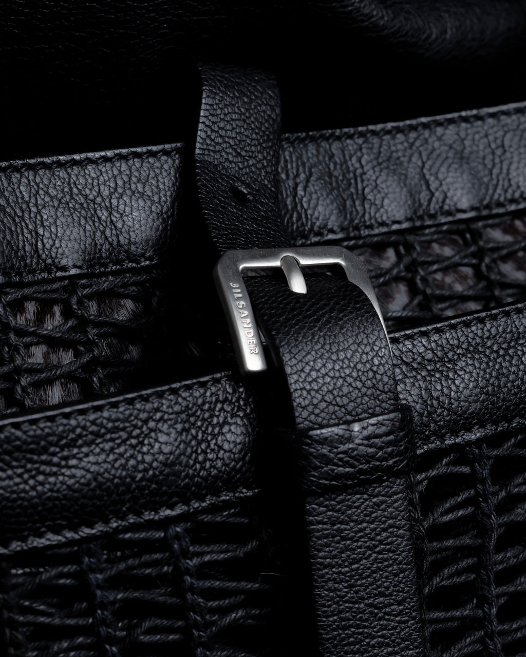 "JIL SANDER" Large flap design Harako leather shoulder bag