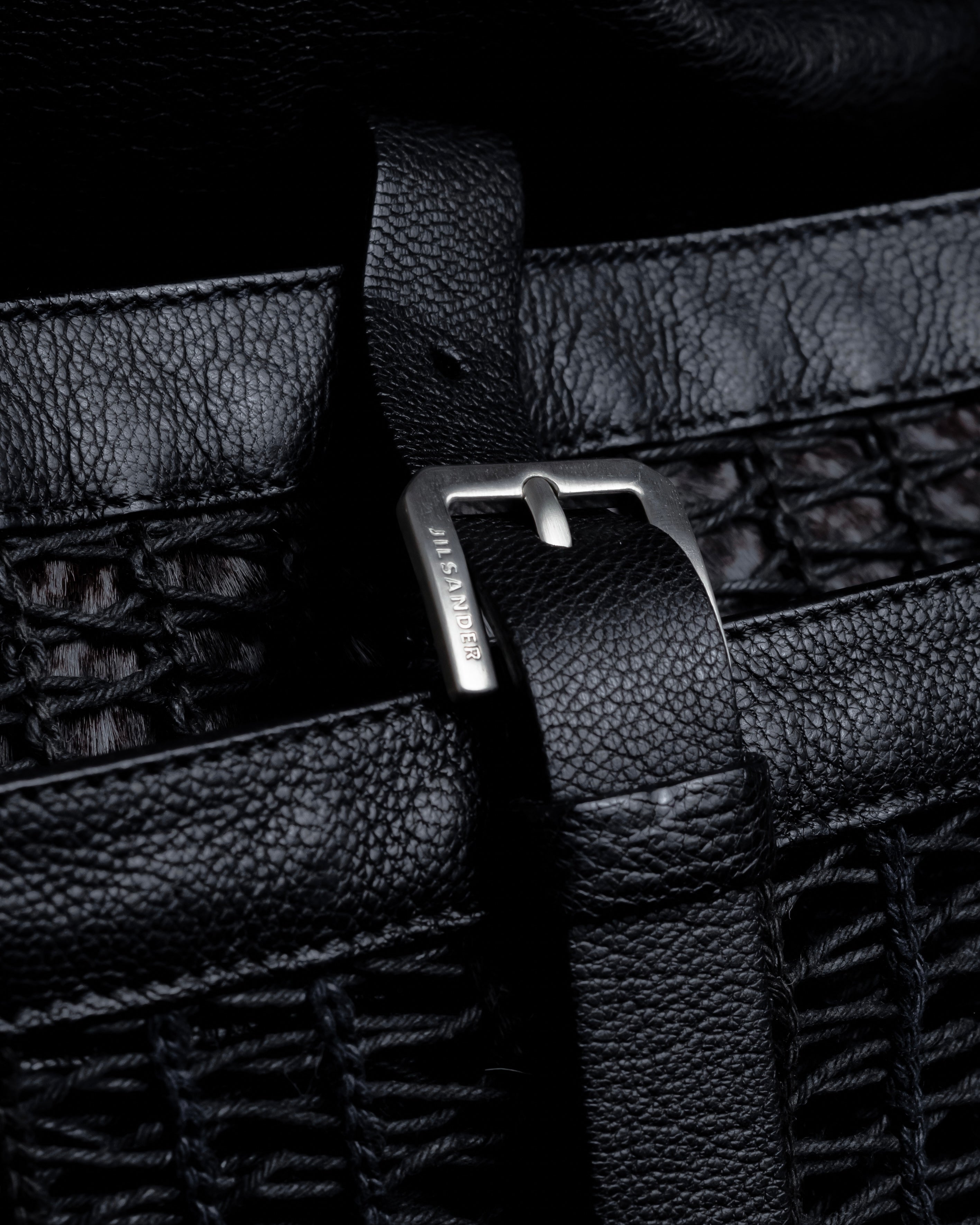 "JIL SANDER" Large flap design Harako leather shoulder bag