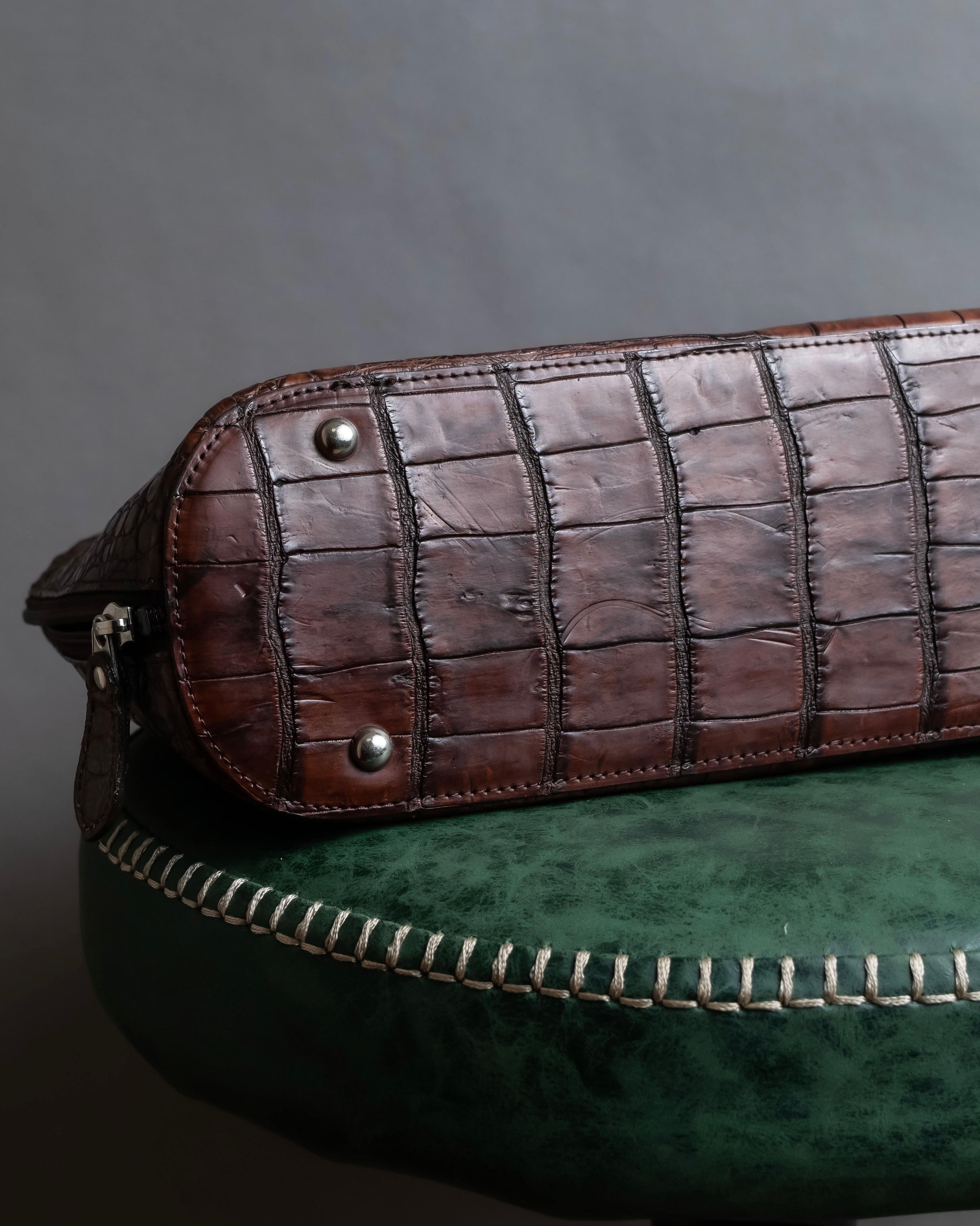 "Furdi" Crocodile embossed leather handbag