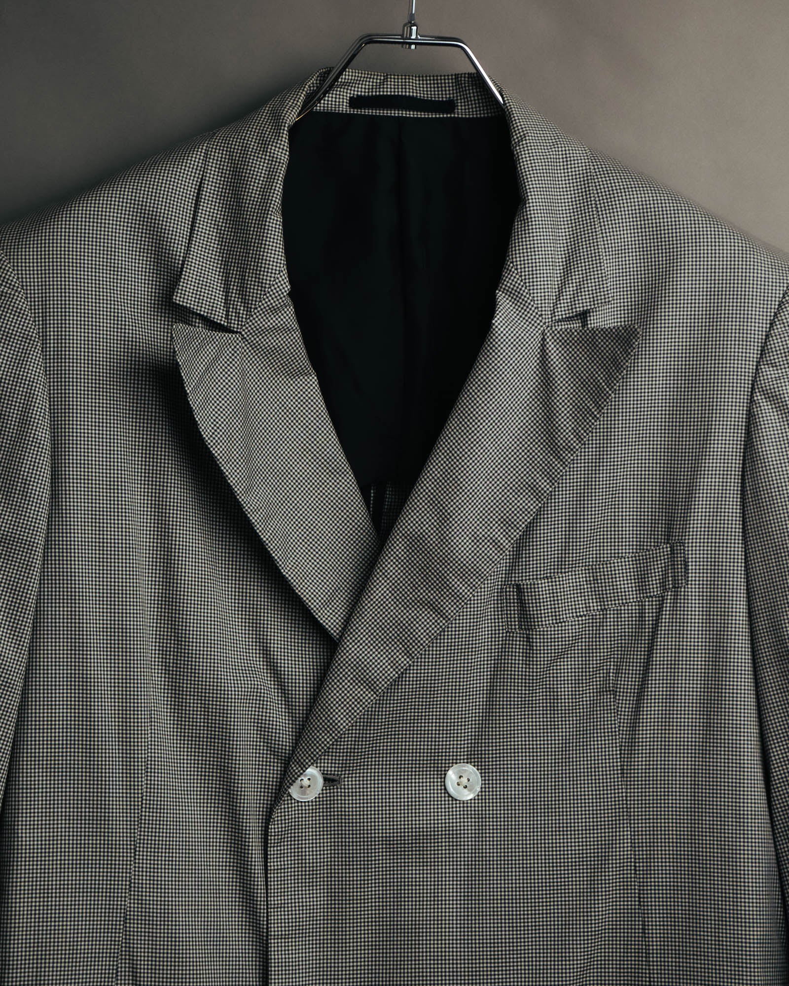 -SPECIAL- "Y's for men" 80's Double breasted houndstooth long jacket