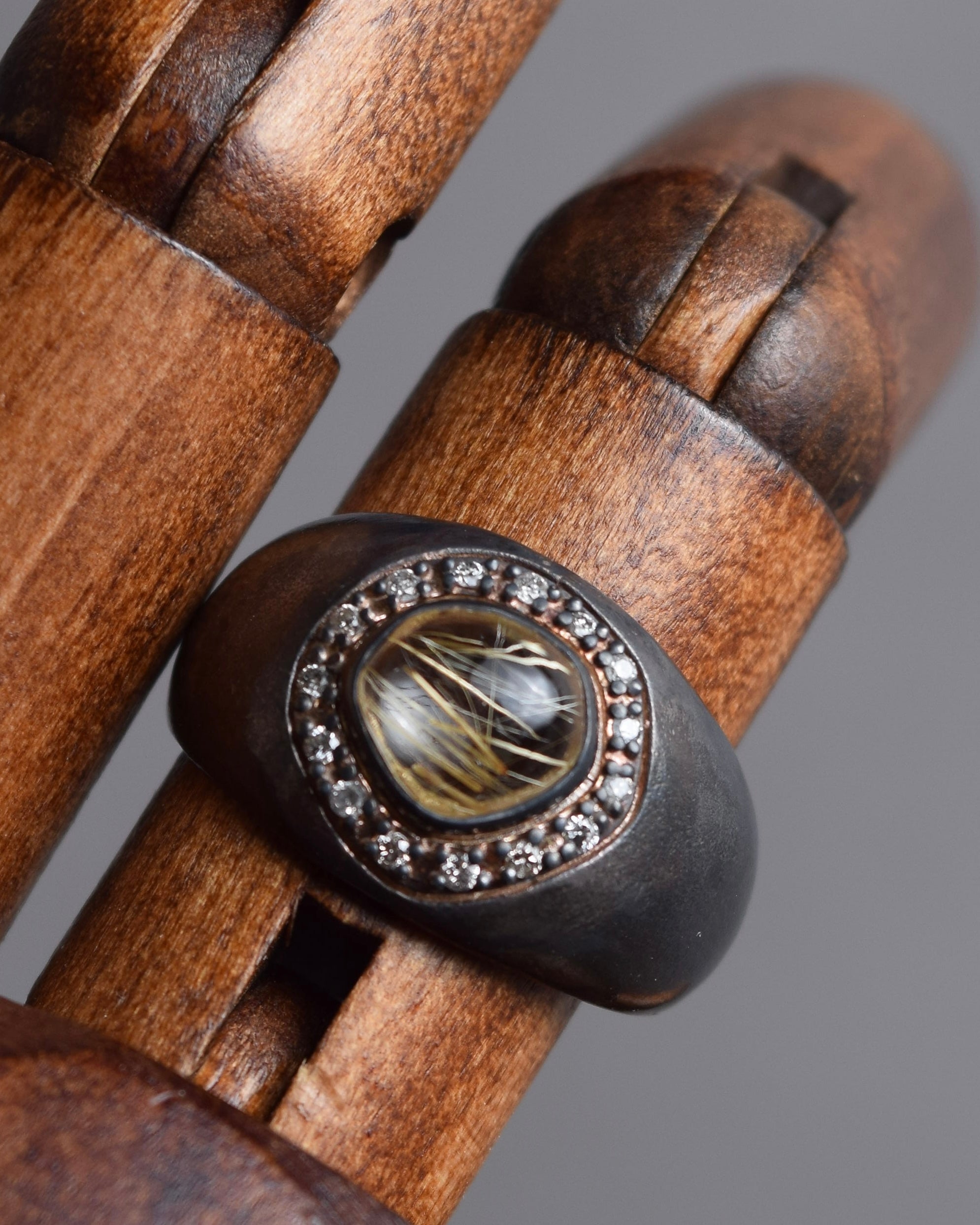 "agete" Rutilated quartz K10 silver coated ring