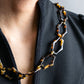 "PRADA" Tortoiseshell pattern large chain necklace