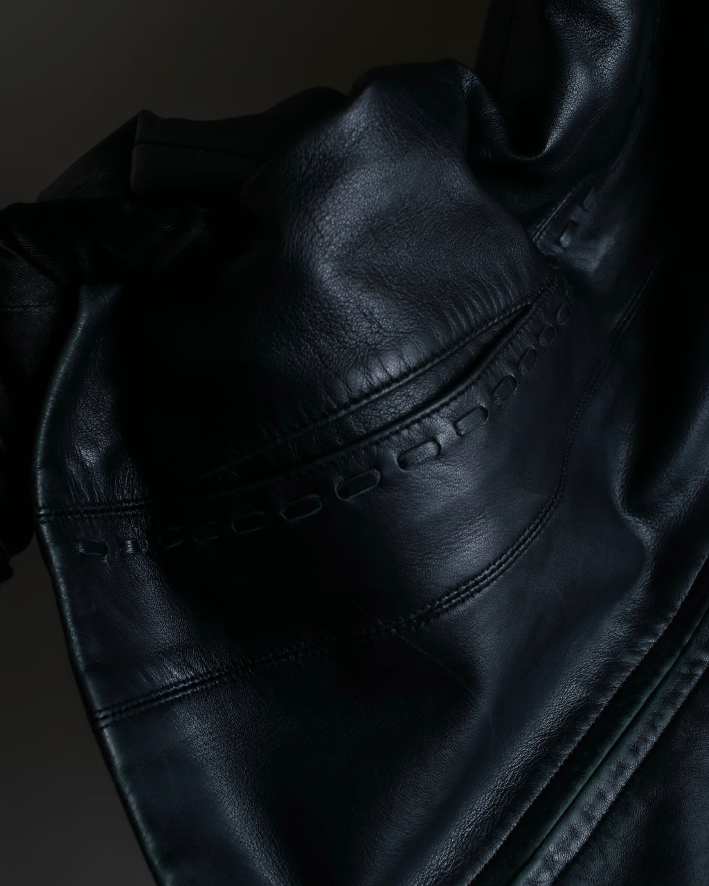 "BALMAIN" Braided detail lamb leather zip-up vest