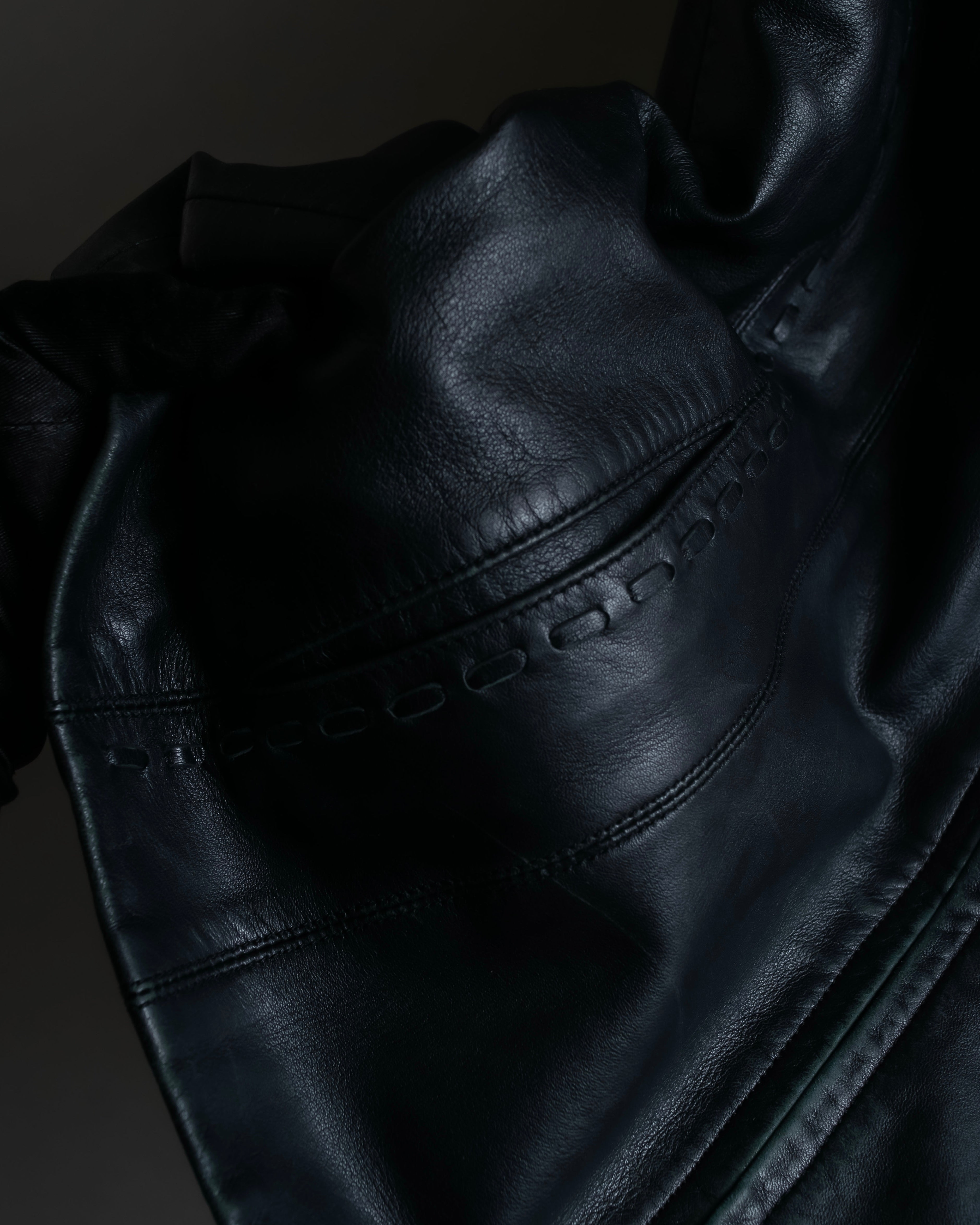 "BALMAIN" Braided detail lamb leather zip-up vest