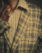 -SPECIAL- "Hermès" 10's Textured linen blend check blazer