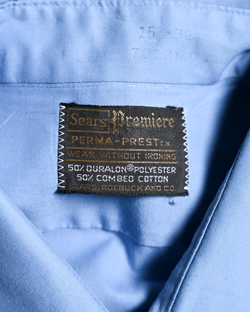 VINTAGE/ Pointed Collar French Cuff Shirt Blue