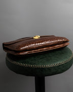 "Franco Parmiggiani" Turn lock design crocodile texture hand bag