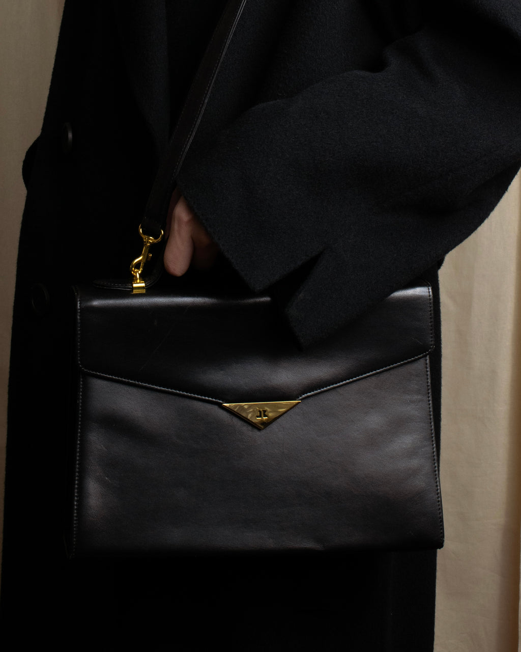 "JUNKO KOSHINO" Geometric motif design 2-way leather shoulder bag