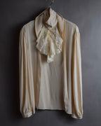 "GUCCI" Michele period frill lace silk bowtie shirt
