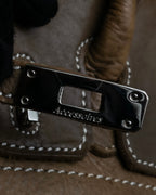 "Mademoiselle Accessories"
 Silver parts design leather one handle bag