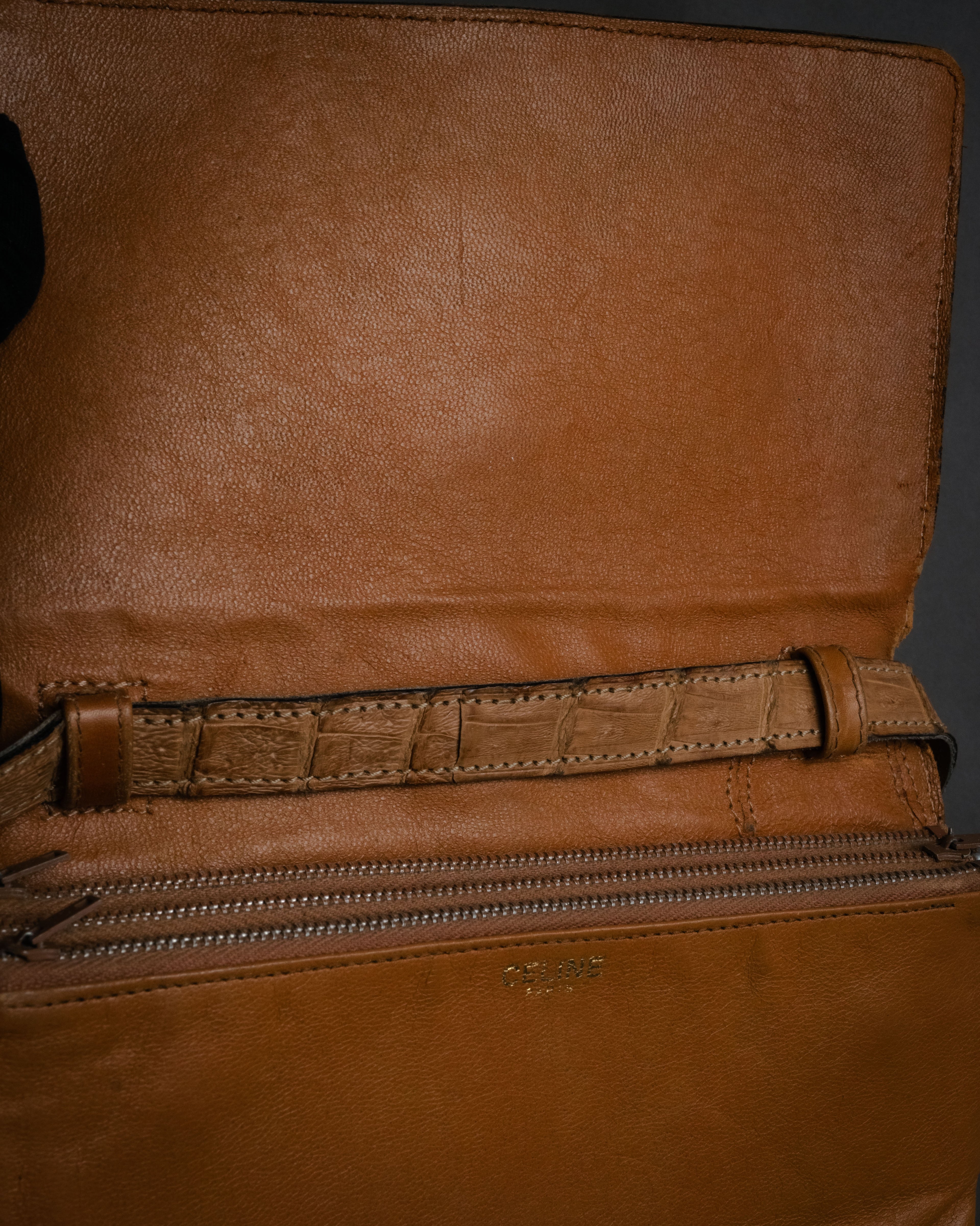 “CELINE” 80’s Hornback crocodile shoulder bag