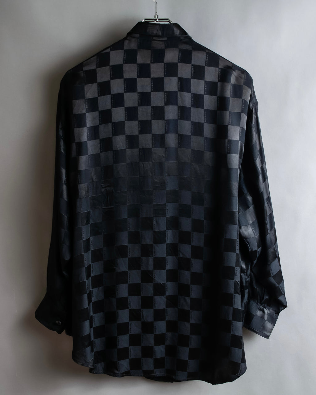 "FENDI JEANS" Logo engraved check pattern glossy shirt