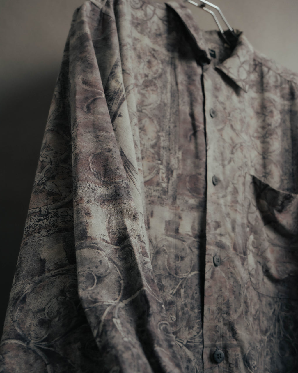 "Christian Dior" 80's-90's Draped rayon patterned shirt