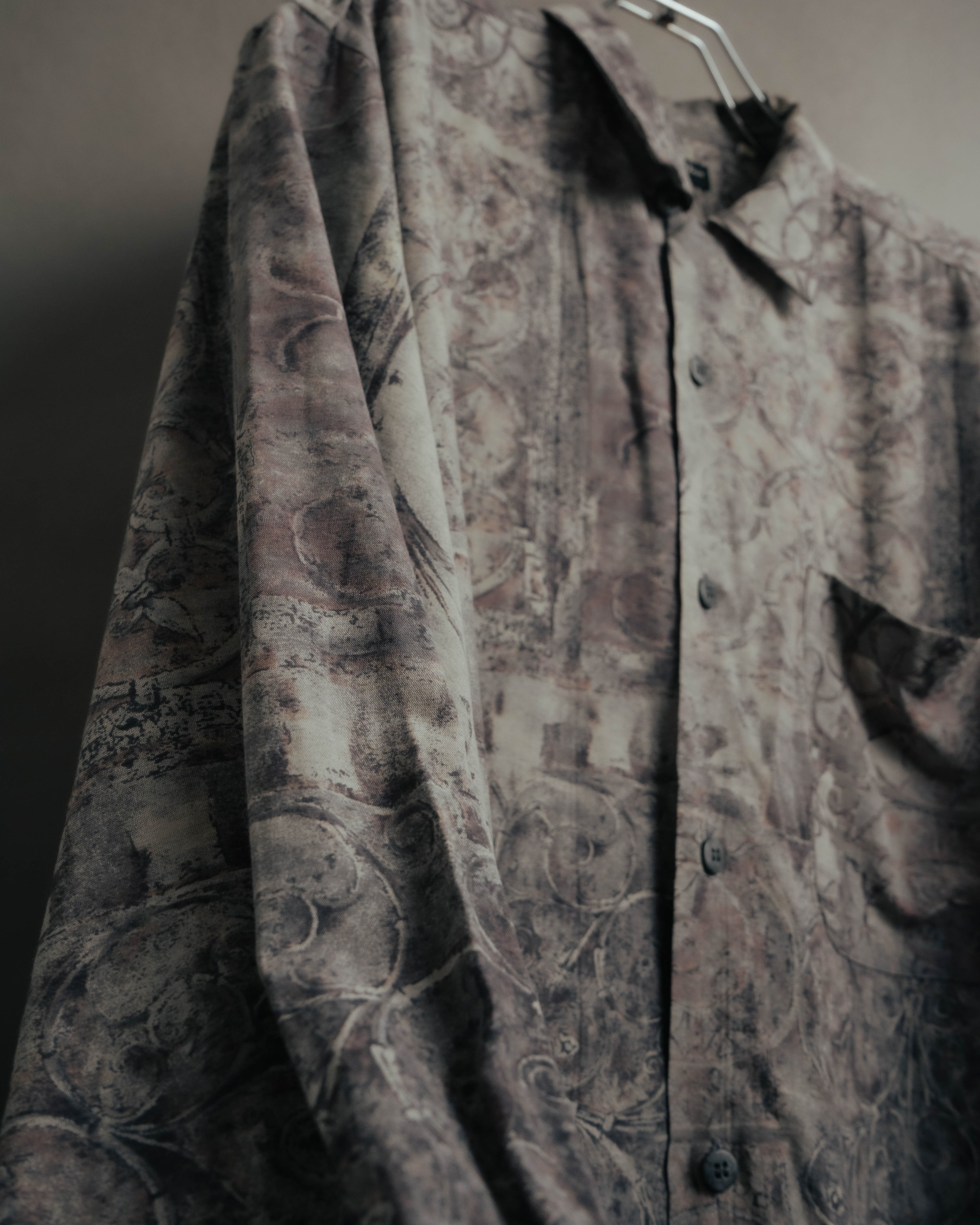 "Christian Dior" 80's-90's Draped rayon patterned shirt