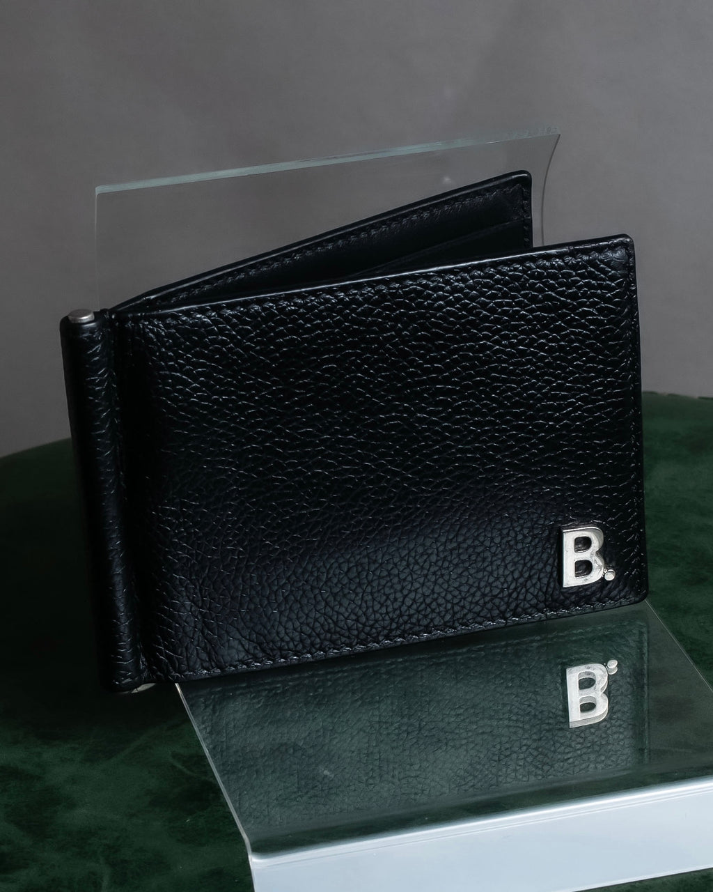 "BALENCIAGA" Logo motif money clip bi-fold wallet