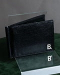 "BALENCIAGA" Logo motif money clip bi-fold wallet