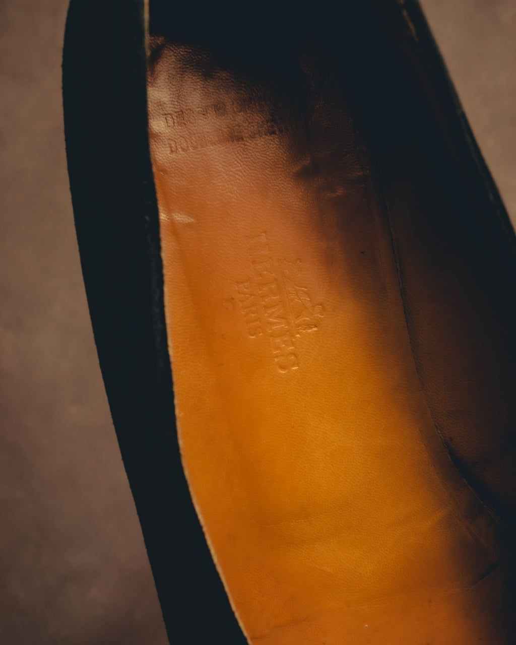-SPECIAL- "Hermès" 80's-90's Gold embroidered suede loafers