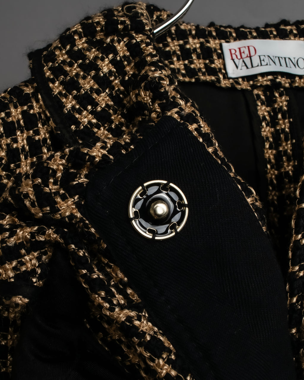 "RED VALENTINO" Ruffled frill detail tweed coat