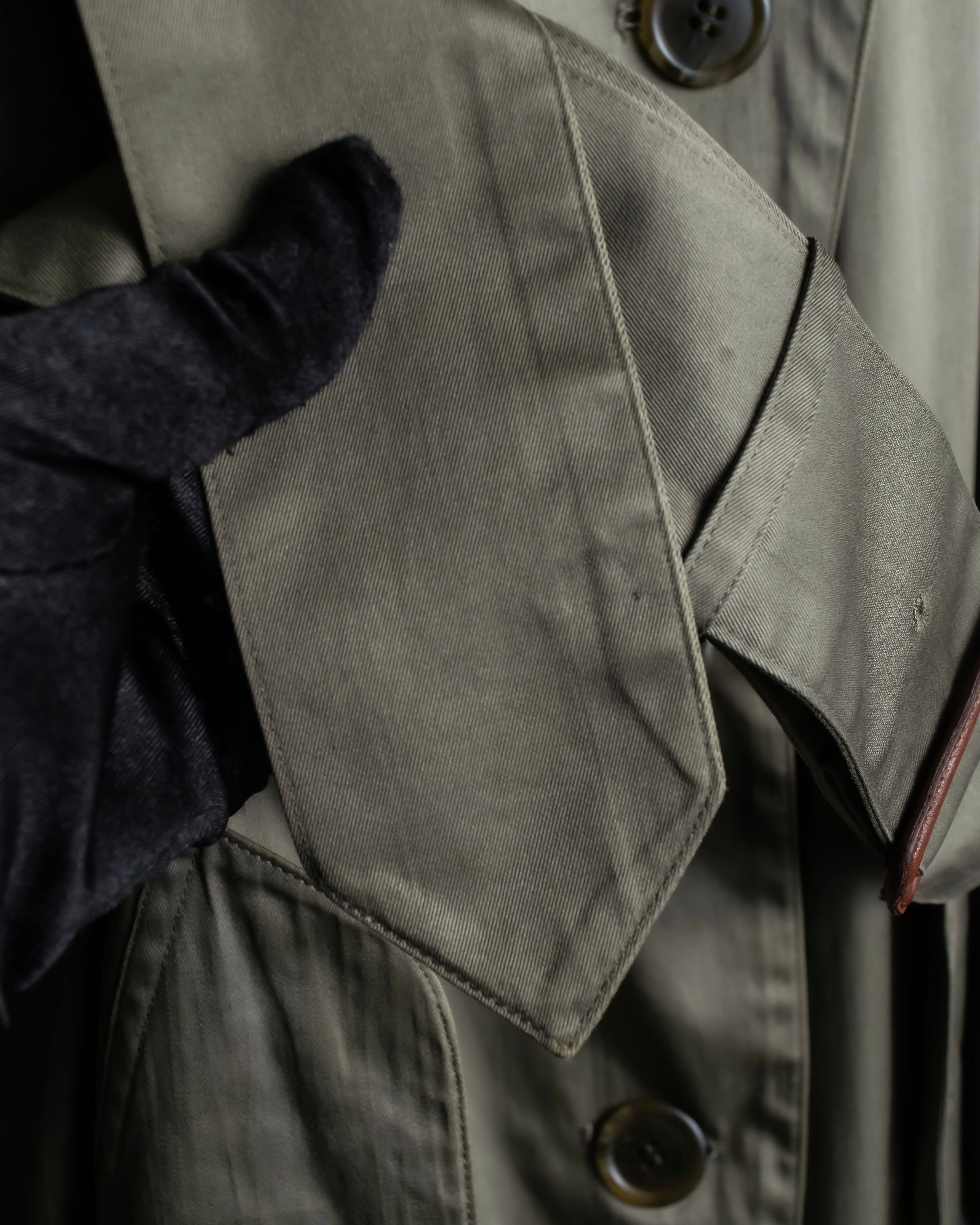 "Burberrys" Dark khaki belted trench coat