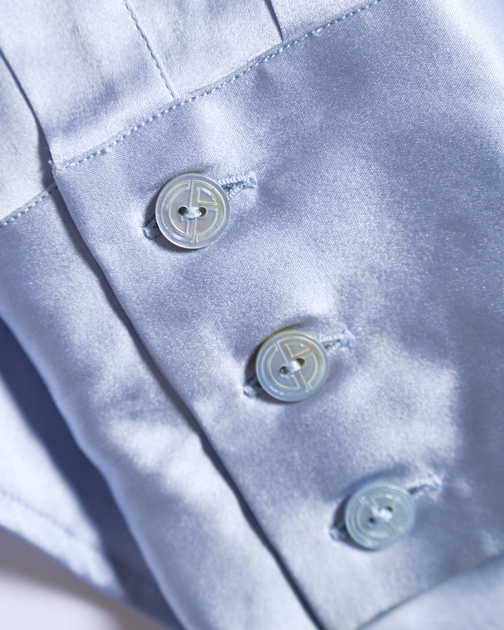 GIORGIO ARMANI/ Beautiful Stretch Satin Dress Shirt Shiny Blue