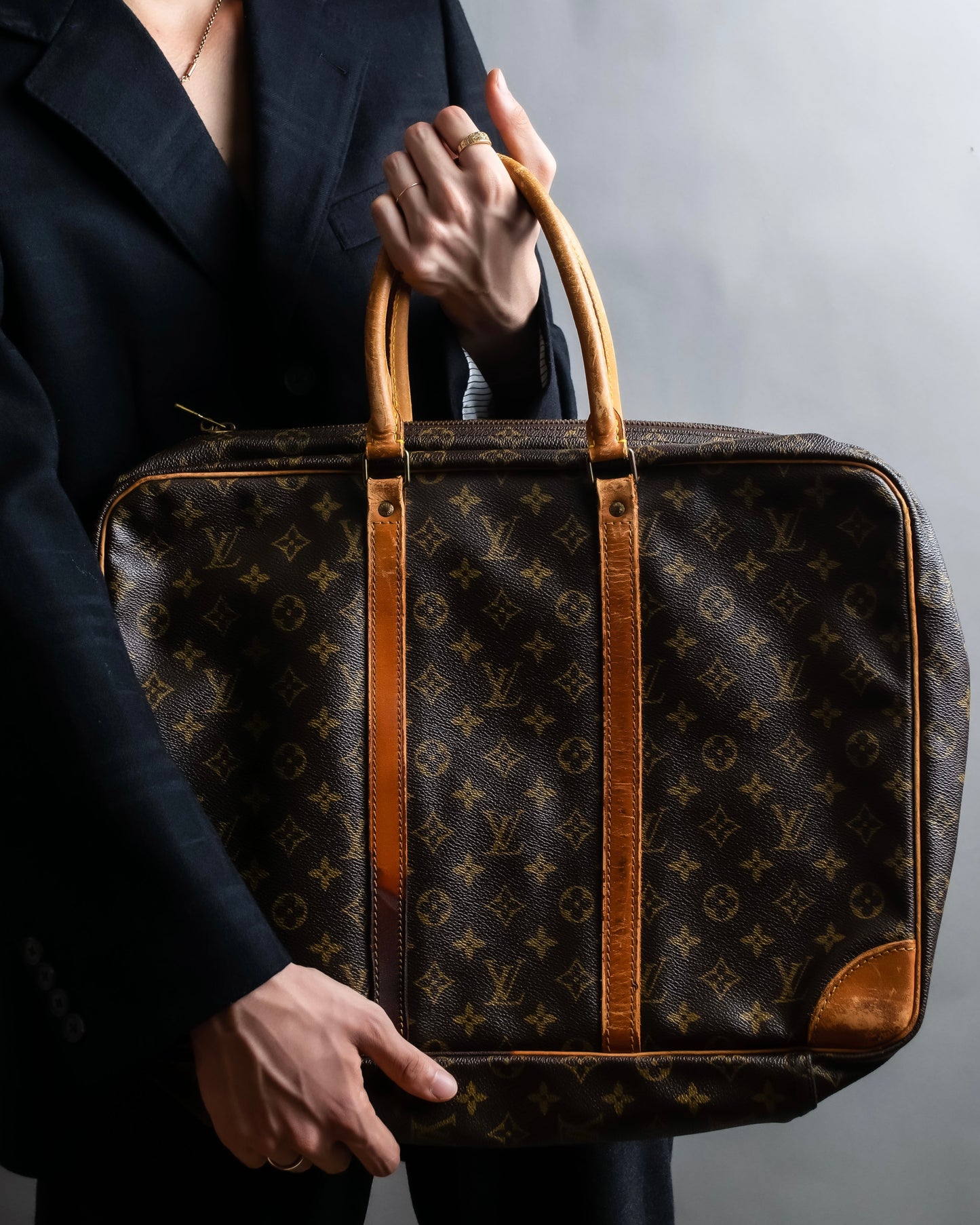 "LOUIS VUITTON" Porto document voyage monogram pattern boston bag